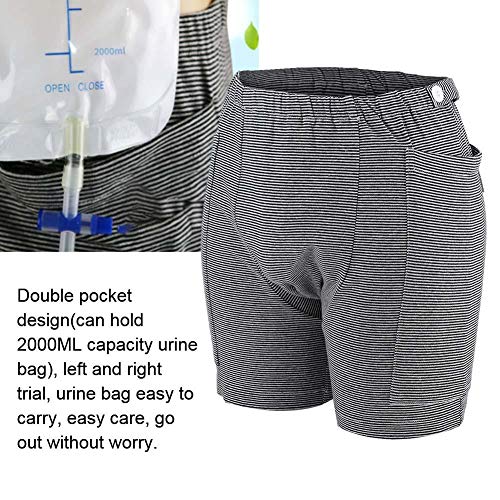 Urine Bag Pants, Double Pocket Design Washable Breathable Cotton Incontinence Panties Fit With 2000ml Urine Bag for The Old Aged Easy Walking(Not Including Urine Bag)(L-Male) Large (Pack of 1) Male