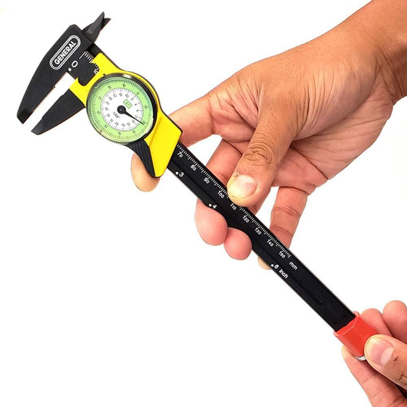 General Tools 142 Plastic Dial Caliper, 0-6" Range.01" & 1/64" Standard