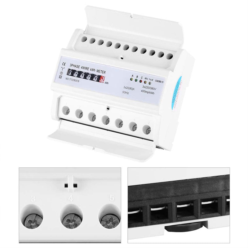 Electric Meter KWh Meter 3 Phase 4 Wire LED DIN-Rail Electricity Power Consumption Wattmeter Energy Meter 20(80) A XTM1250S-U