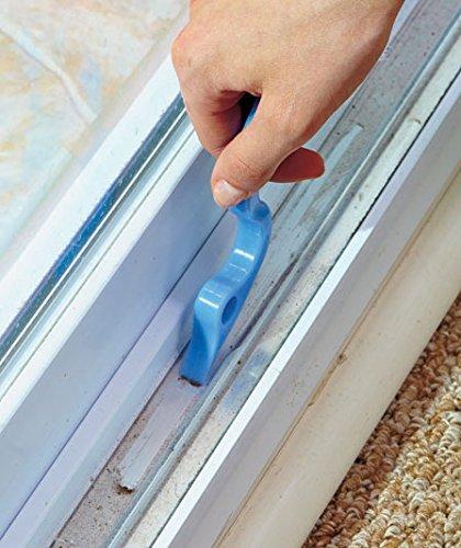 Rienar 2pcs Window Track Cleaning Brushes, Hand-held Groove Gap Cleaning Tools Door Track Kitchen Cleaning Brushes Set(Blue)