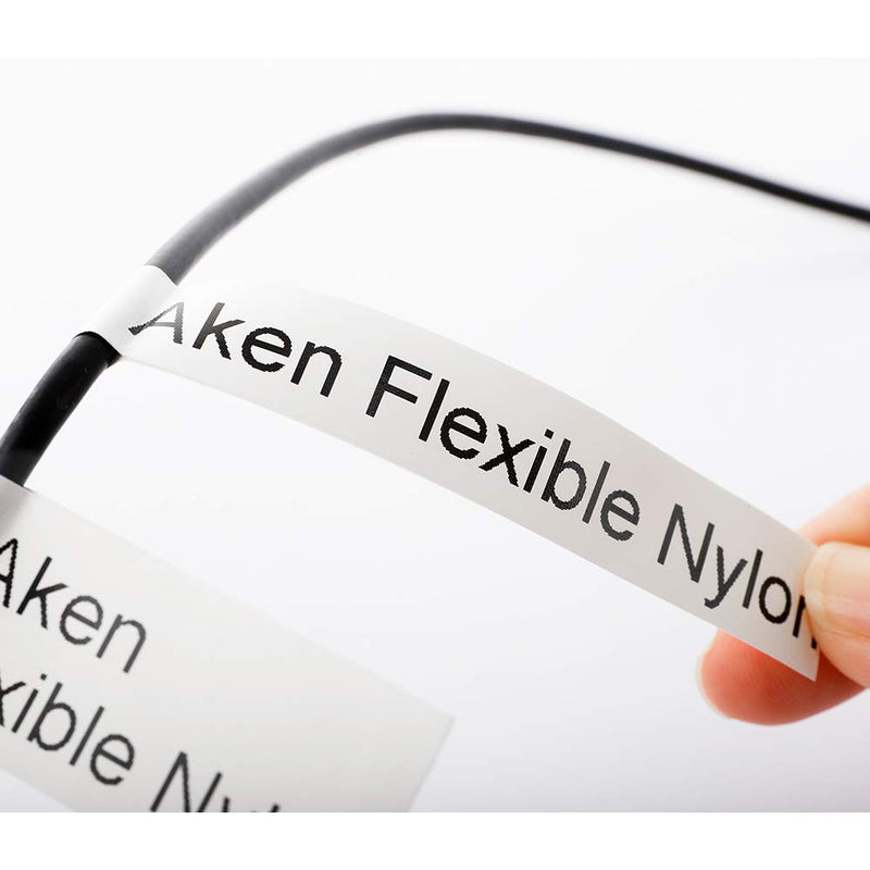 Aken Compatible Industrial Flexible Nylon Label Tape Replacement for DYMO Rhino 18488 a18488 12mm Refills with Rhino(Pro) 5200 4200 5000 6000 3000 3M Label Maker Black on White 1/2'' x 11.5' 1/2inch(12mm)