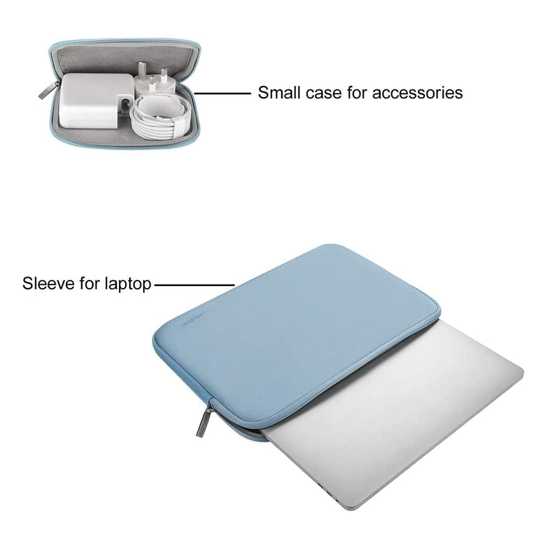 MOSISO Compatible with MacBook Air 13 inch Case 2018-2020 Release A2337 M1 A2179 A1932, Plastic Hard Case & Neoprene Sleeve Bag with Small Case, Airy Blue