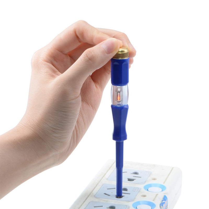 uxcell Voltage Tester AC 100-500V with 3mm Slotted Screwdriver with Clip for Circuit Test, Blue, Pack of 4