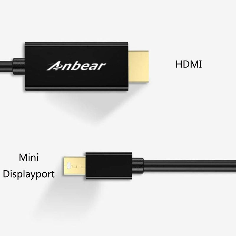 Mini DisplayPort to HDMI 6 FT,Anbear Gold Plated Mini Display Port(ThunderboltTM Port ) to HDMI HDTV Male to Male Adapter Compatible for Mac Book,MacBook air, iMac, and More