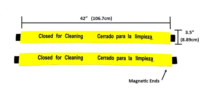HAYLINS Restroom Closed for Cleaning Sign with Magnetic Ends (2 Pack) English & Spanish Nylon bathroom door signs 42"x 3.5"