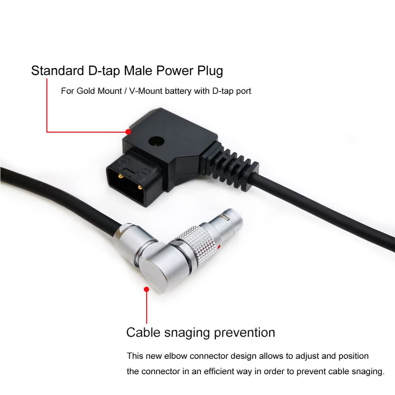 Teradek SmallHD ARRI RED Flexible Power Cable D-tap to Rotatable 0B 2-Pin Male Right Angle, Gold Mount V-Mount Dtap to Teradek Bolt, Z CAM 7.8 INCH / 20CM Adjustable