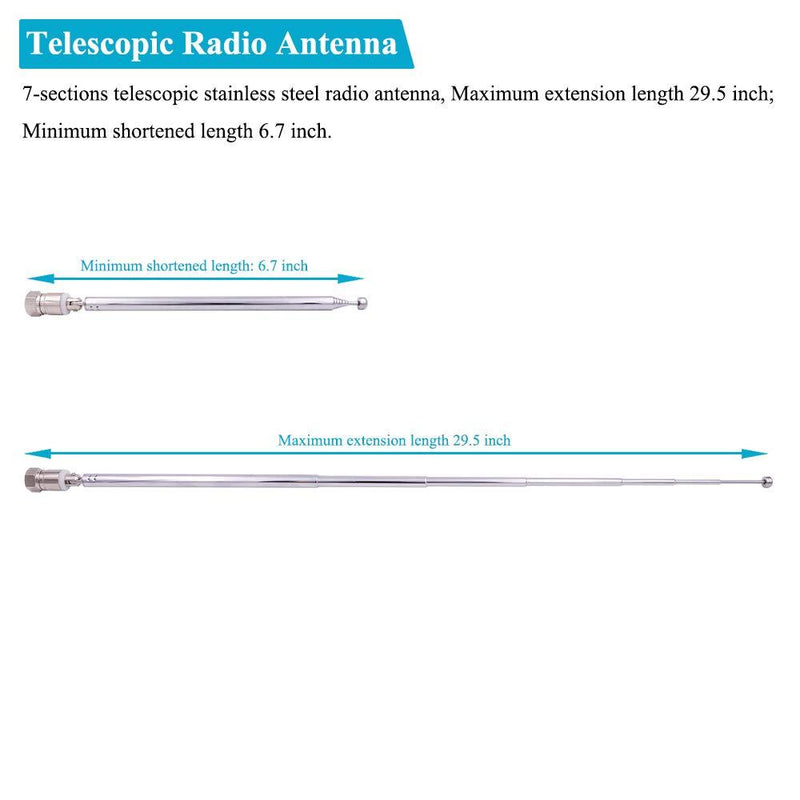 Fancasee FM Antenna Telescopic 75 Ohm Screw F Male Plug Antenna with PAL BNC 3.5mm Jack Connector Adapter FM Radio Antenna for AV Stereo Receiver Home Theater Amplifier System Indoor Outdoor