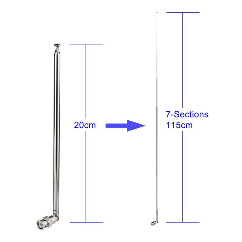 Bingfu Police Radio Scanner Antenna 20-1300MHz 7 Section Telescopic BNC Male Antenna 2-Pack Ham Radio Handheld CB Radio Antenna for Uniden Whistler Police Radio Scanner Two Way Radio Frequency Counter 2-Pack 7 Sections Antenna