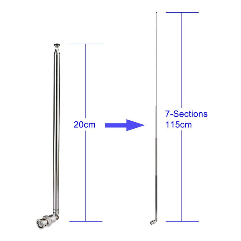 Bingfu Police Radio Scanner Antenna 20-1300MHz 7 Sections Telescopic BNC Male Antenna Ham Radio Handheld CB Radio Antenna for Uniden Whistler Police Radio Scanner Two Way Radio Frequency Counter 1-Pack 7 Sections Antenna