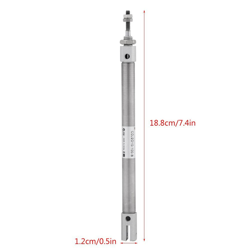 Air Cylinder, CDJ2D10-100-B Mini Double-Acting Stainless Steel Pneumatic Air Cylinder 10mm Diameter 100mm Stroke