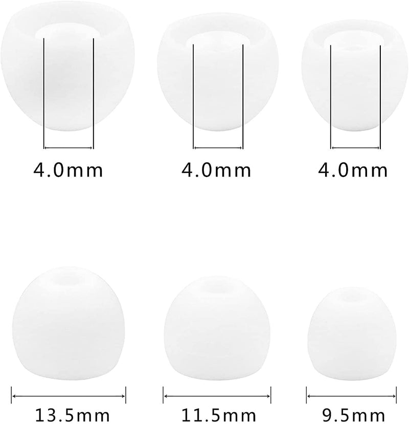 ALXCD Ear Tips for in-Ear Headphones, S/M/L Sizes 12 Pairs Soft Silicon Earbuds Tips Eartips with 3.8mm Connector Hole, Fit Most in-Ear Earbuds(Inner Hole 3.8mm -4.8mm) 12 Pairs, White, S/M/L