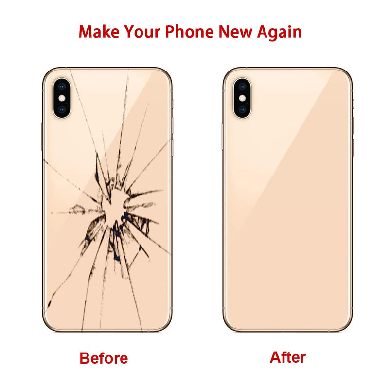 Perzework OEM Rear Back Glass Replacement for iPhone Xs Max 6.5 inches with Reparing Toolkit and Pre-Installed Adhesive (Gold) Gold