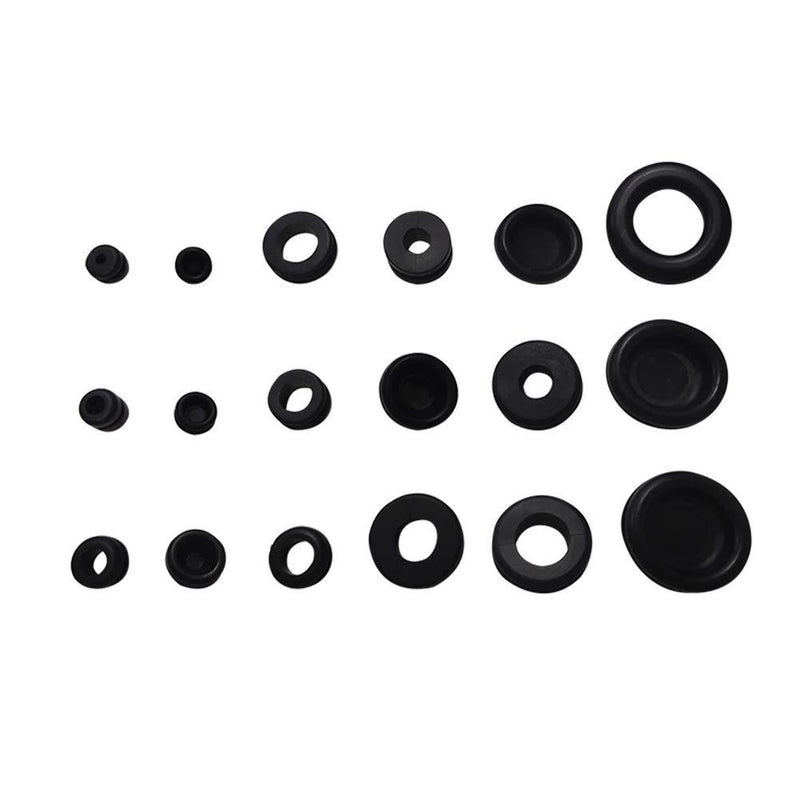 Fielect 125Pcs Rubber Grommet Assortment Firewall Wiring Gasket Kit Rubber Grommet Eyelet Ring Gasket Assortment for Automotive, Plumbing, and PC Hardware/Piano 125 Pcs