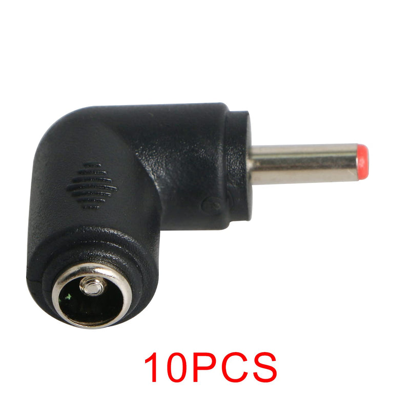 90 Degree Angle DC Power Connector Adapter 3.5 x 1.35mm Bend Male Plug to 2.5 x 5.5mm Female Jack Coupler Converter for Laptop CCTV Camera Strip Lighting, 10Pcs DC5525 Female to DC35135 Male Bend