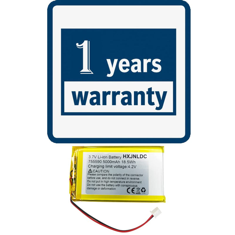 DC 3.7V 5000mAh 755590 li-ion Lithium Ion Polymer Battery Replacement for DIY 3.7-5V Electronic Product, Mobile Energy Storage Power Supply
