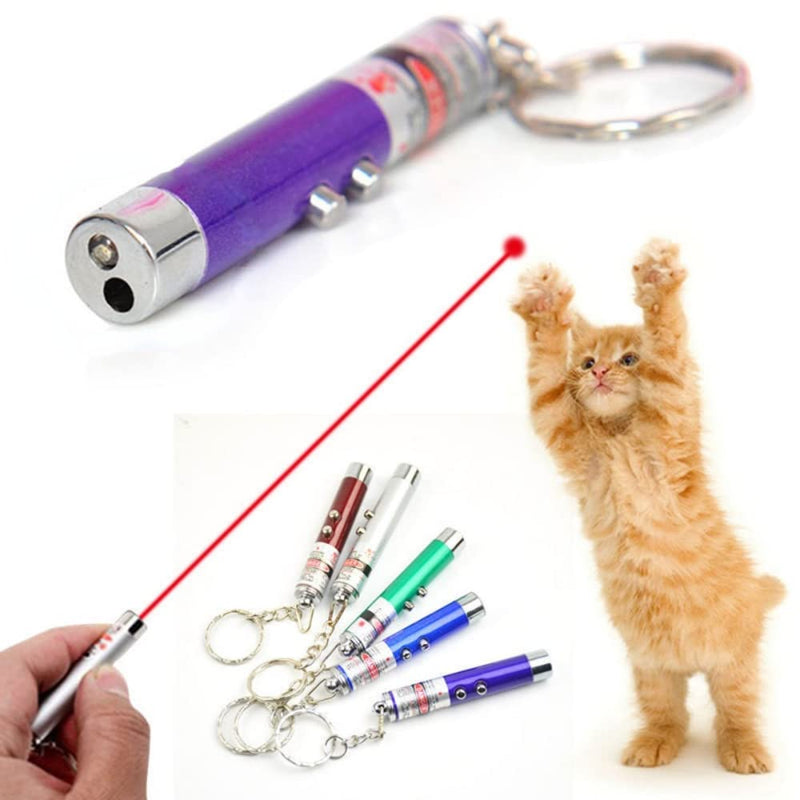 Mini Cat Toys Laser Pointer Pen Keychain Flashlight Funny Dog Stick Pet Lamp White Light LED Infrared Button Electronics Included (6 Color Mix Pack, 6 Color Mix) 6 color mix Pack