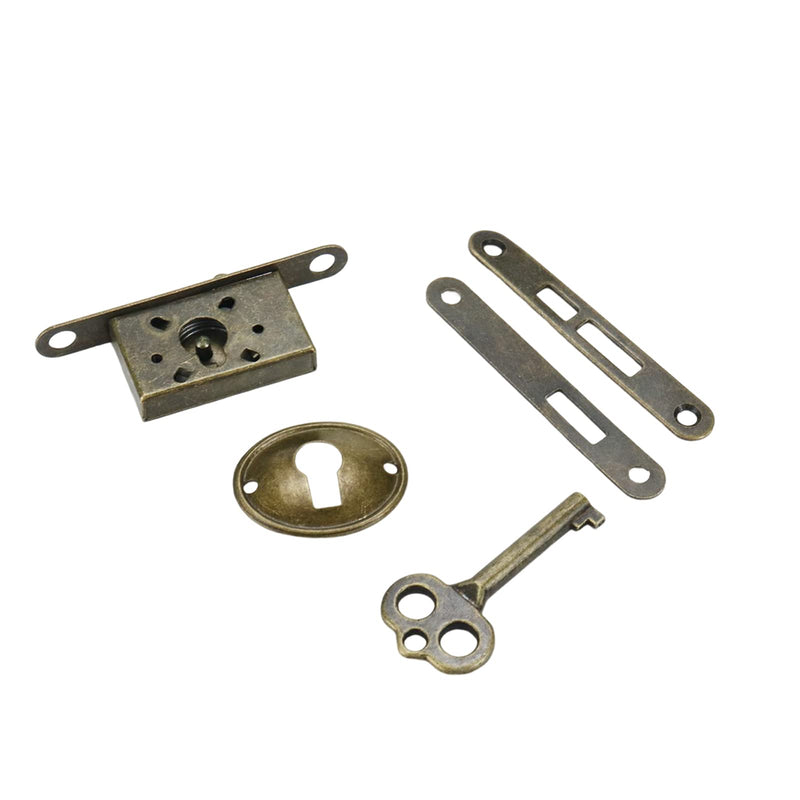 Coshar Small Bronze Antique Lock Mortise Chest Lock Decorative Lock Pack of 2