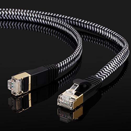 Cat 7 Ethernet Cable 20 ft, MORELECS Nylon Braided Cat 7 Internet Cable 20 ft Ethernet Cable RJ45 Network Cable Cat7 LAN Cable for PC Laptop Modem Router Cable Ethernet 20ft