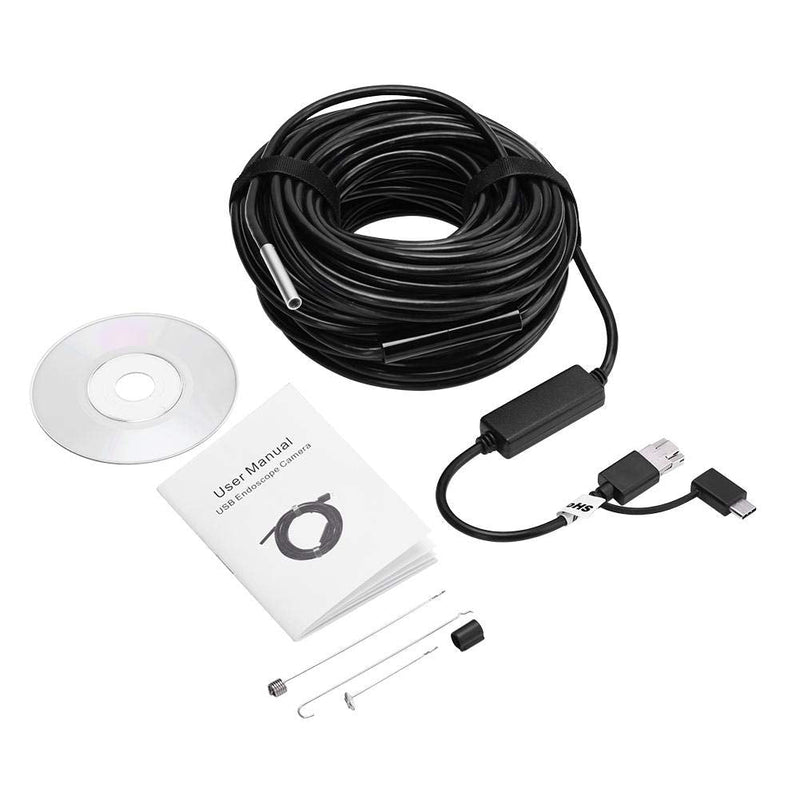 Akozon USB Snake Inspection Camera 3 in 1 Endoscope Inspection Camera 20M 720P Waterproof Borescope Inspection Camera with 8 Adjustable LED for Pipe Car Inspection