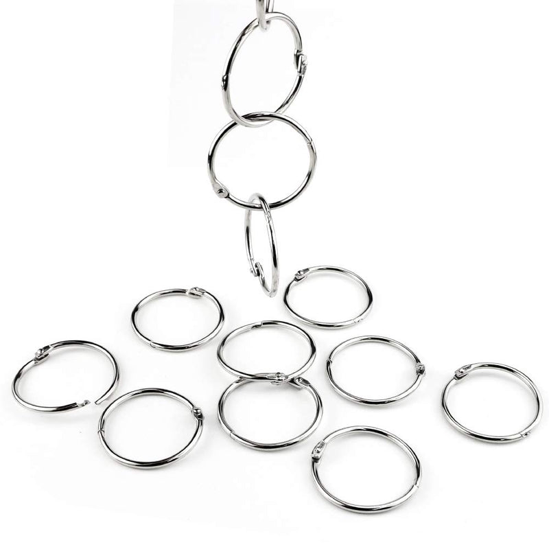 Neworkg 30 Pack Clipco Book Rings, Loose Leaf Rings(1.5 inch), Nickel Plated Steel Binder Rings with a Metal Hole Puncher