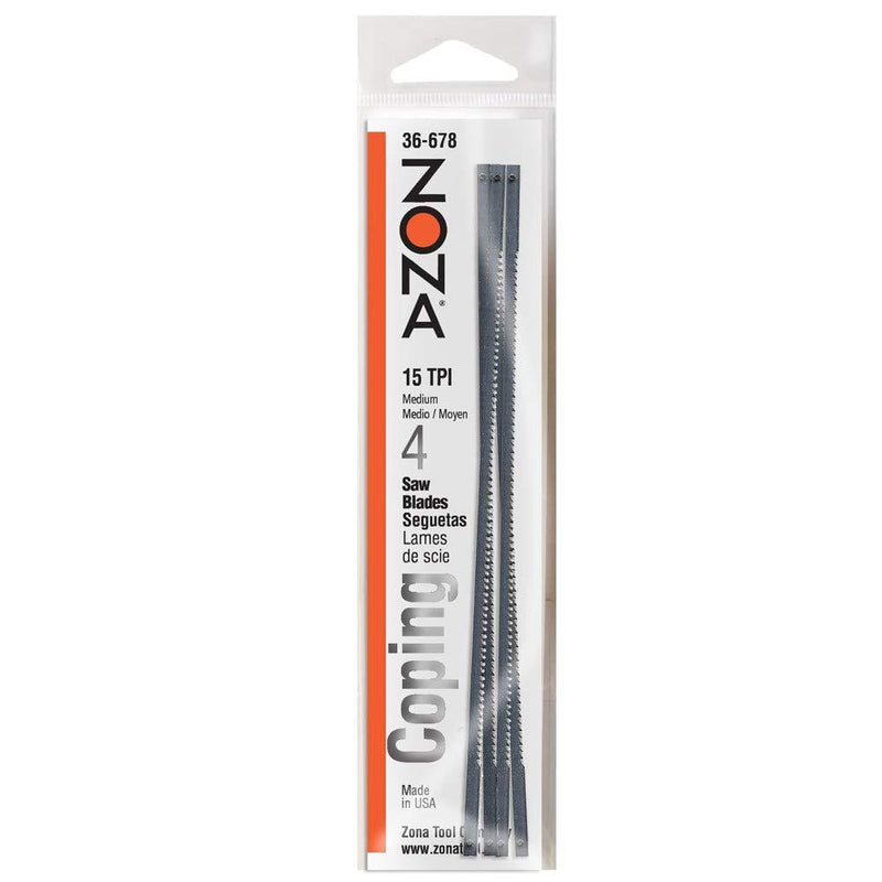 Zona 36-678 Coping Saw Blades, 6-1/2-Inch Long Between Pins, 125-Inch x 020-Inch x 15 TPI, 4-Pack Ðžne Ð Ð°Ñk