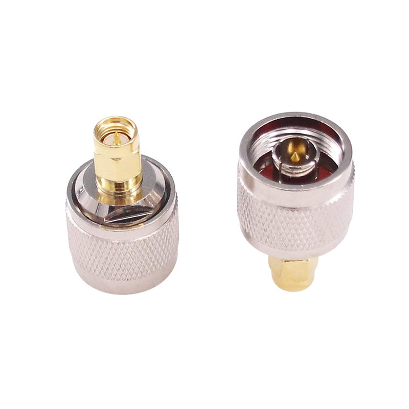 RFaha 2pcs SMA to N Coax Adapter SMA Male to N Type Male RF Coaxial Connector for WiFi(F115-2), silver and gold