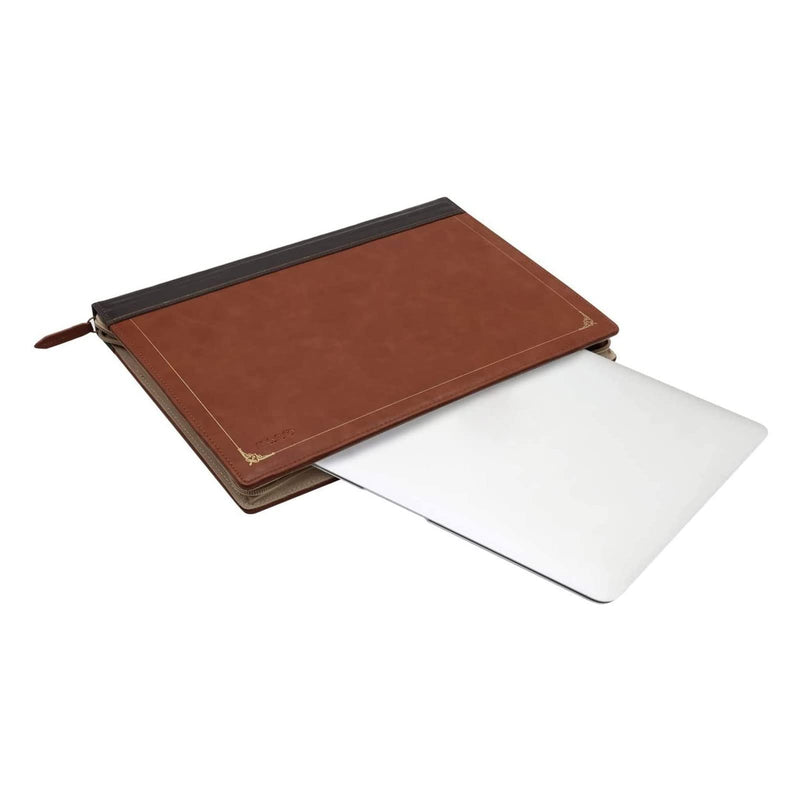 MOSISO Compatible with MacBook Air 13 inch Case A1466 A1369 Older Version 2010-2017 Release, PU Leather Laptop Sleeve Vintage Retro Zippered Book Folio Cover, Brown