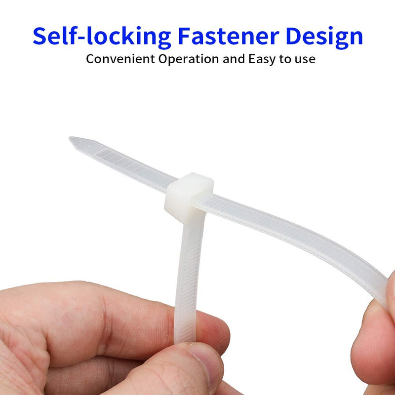 200 Pack Bulk KOOWIN Small 4 inch Nylon Plastic Cable Zip Ties Wire Wraps White 4 inch 18 lb (200 pcs)
