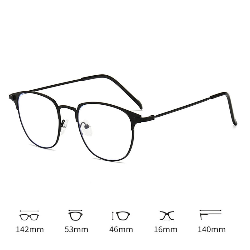 DEPEYE Blue Light Blocking Myopia Glasses Metal Frame Retro Nearsighted Glasses 0.5 to 4.0 Strength Spectacles -1.0 Black