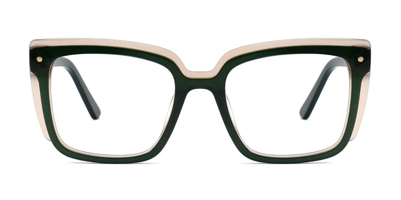 Zeelool Trendy Rectangle Glasses Frame for Women with Non-prescription Clear Lens Rosselle ZJGA566407 Zjga566407-03 Green Blue Light Blocking Lens