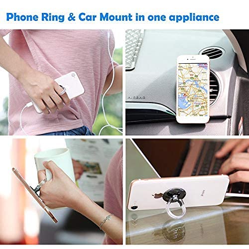 AirFly Phone Finger Ring Holder, 4 in 1, Universal Metal Phone Ring, Phone Table Stand Kickstand, Phone Car Vent Mount, Finger Grip Compatible All Smartphones, Gold