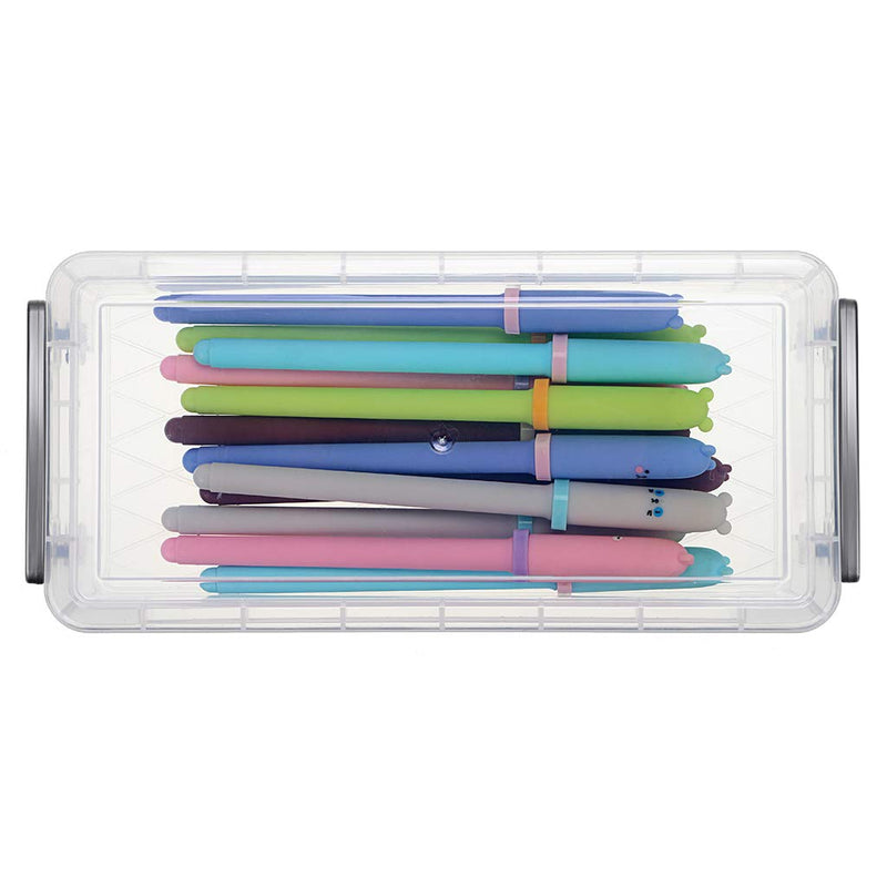 BTSKY Large Capacity Pencil Box, Office Supplies Storage Organizer Box, Brush Painting Pencils Storage Box Watercolor Pen Container Drawing Tools(6 Pack) Transparant