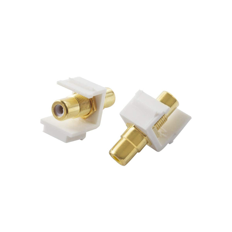 TENINYU 5-Pack RCA Keystone Jack Insert Connector Socket Female Snap in Adapter Port Gold Plated Inline Coupler for Wall Plate Outlet Panel Mount (White)