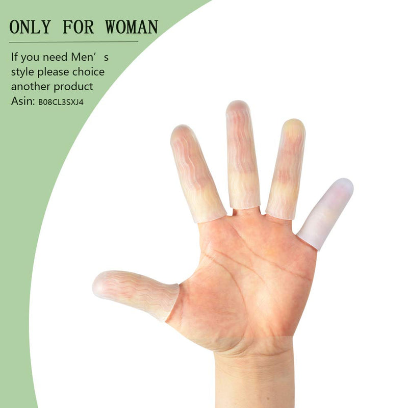 HioIoiH Silicone Finger Protectors for Woman, 10 Pack Gel Finger Cots & Protector,Relief from Pain of Finger Tips Cracked, Arthritis