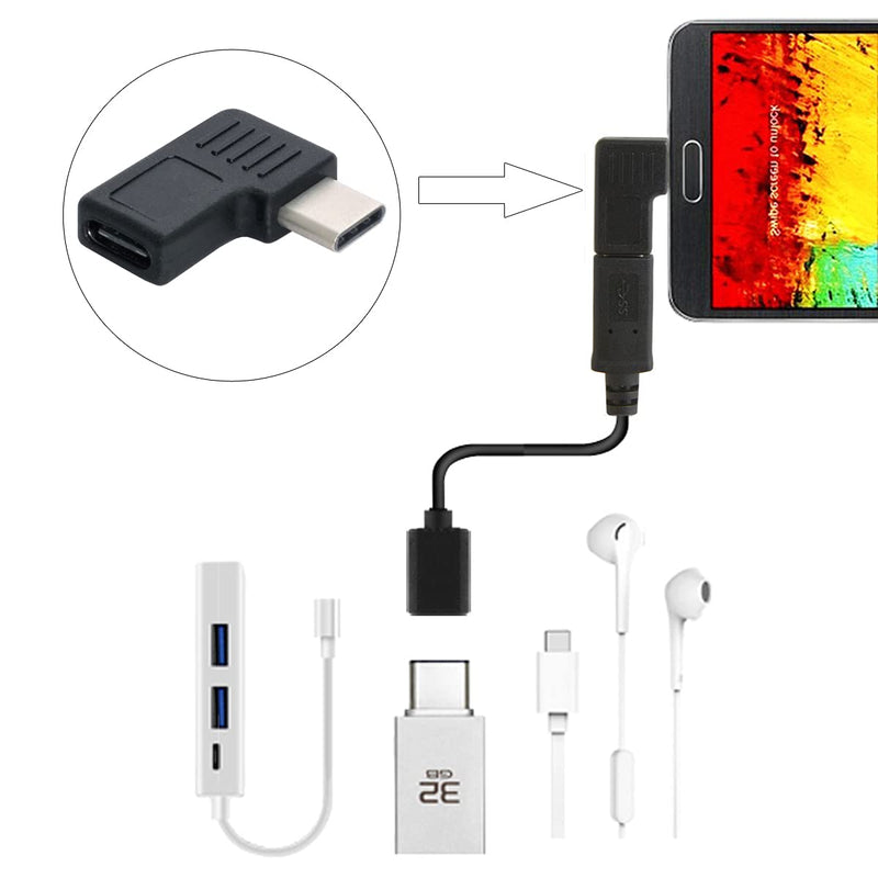 Cablecc 90 Degree Right & Left Angled USB 3.1 Type-C Male to Female Extension Adapter for Laptop & Tablet & Mobile Phone