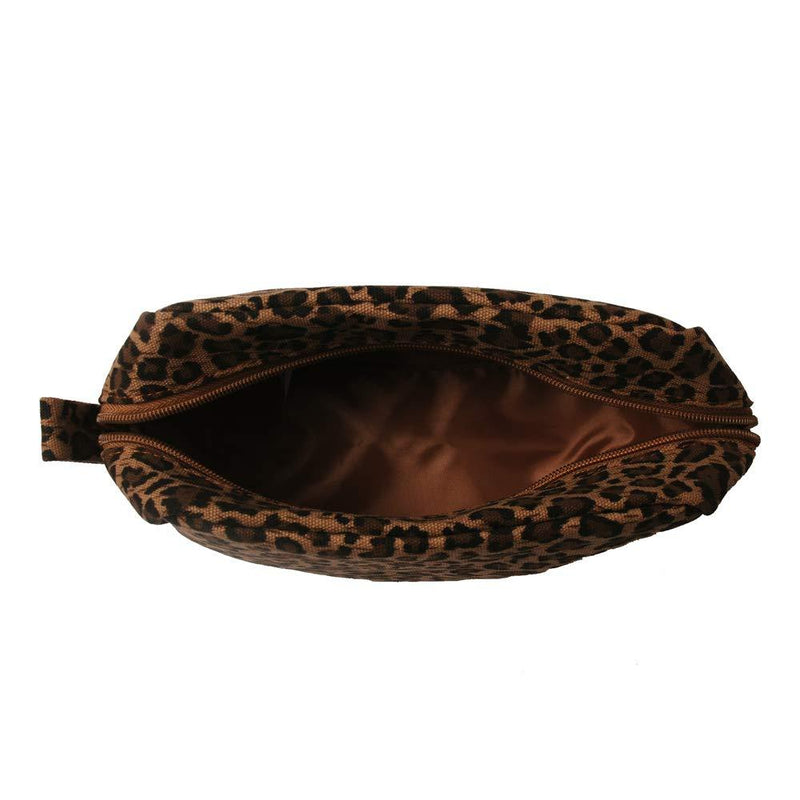 Leopard Cosmetic Bags Large Brown Cheetah Canvas Make Up Bag Purse Lightweight Versatile Travel Toiletry Purse Accessories Organizer Gifts for Women Men Leopard