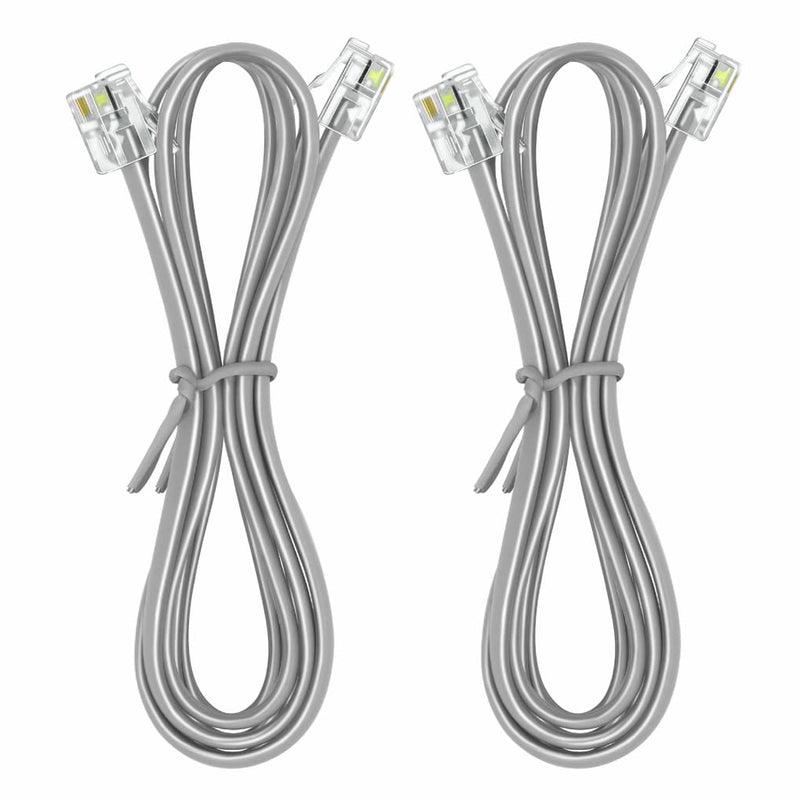 NECABLES (2 Pack) Phone Cord 10 ft Telephone Cord Phone Line Cord RJ11 6P4C Male to Male for Landline and Fax - 10 Feet