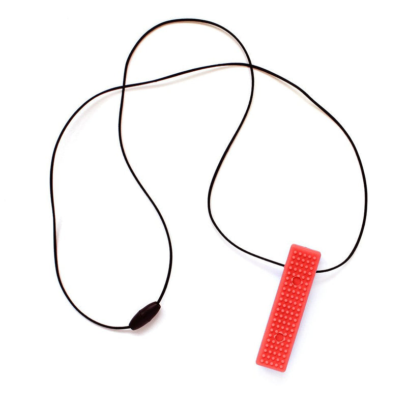 ARK's Brick Stick Textured Chew Necklace Made in The USA (Soft - for MILD Chewing ONLY, Please Read Description for More Options) - Red