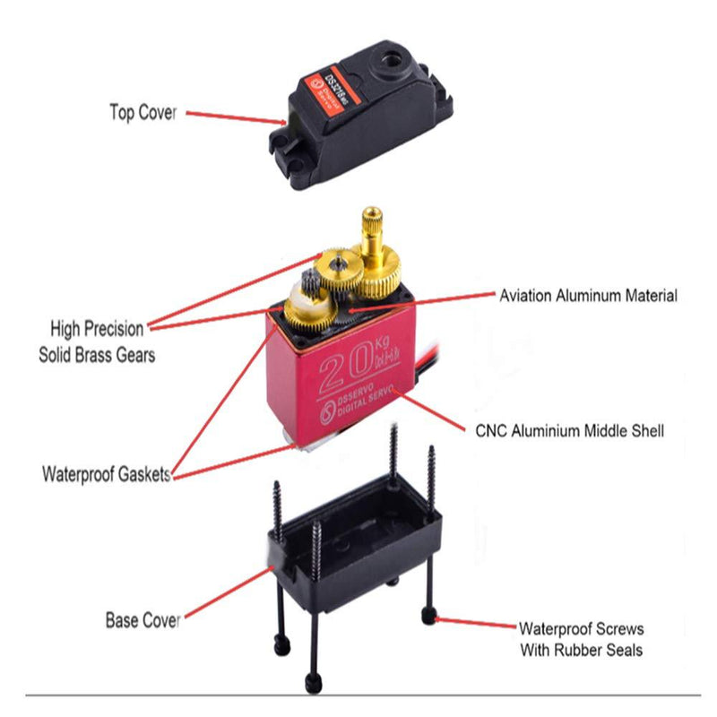ZOSKAY 1X DS3218 Update servo 20KG Full Metal Gear Digital servo Baja servo Waterproof servo for Baja Cars( Control Angle 270)