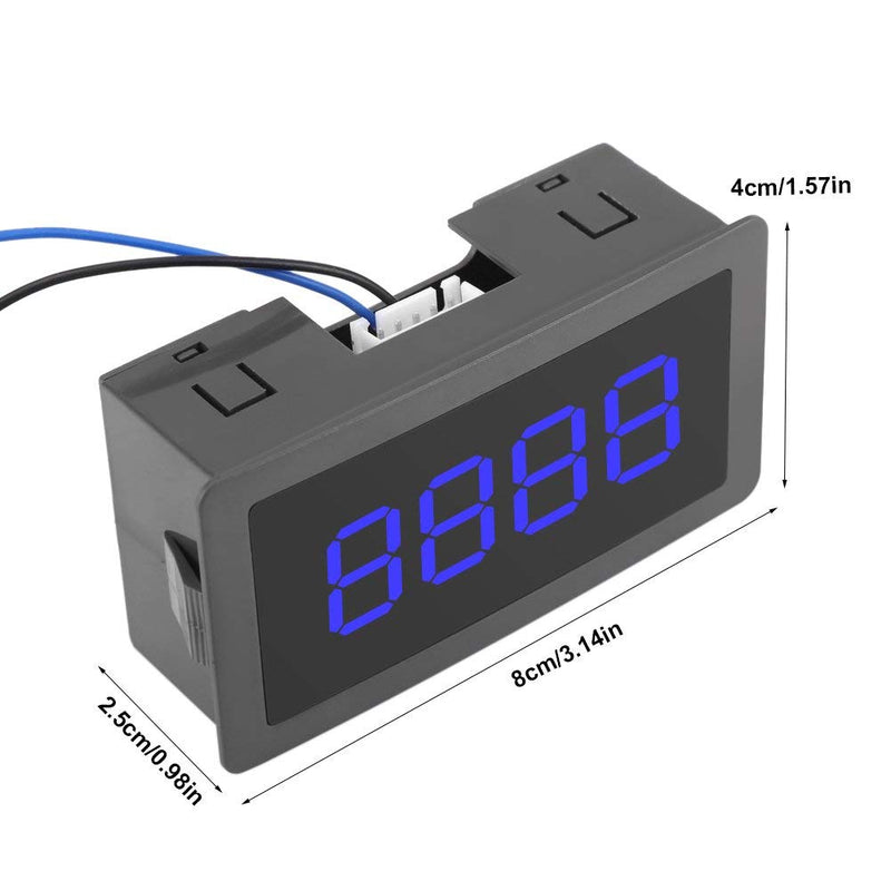 FTVOGUE Auto Digital Counter LED Digital Display 4 Digit 0-9999 Up/Down Plus/Minus Panel Counter Meter with Cable(Blue) Blue