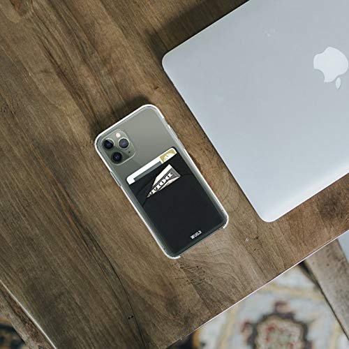 [2pc] 3 in 1 RFID Blocking Metal Plate Phone Card Wallet - Double Secure Pocket - Mounts to Magnets -Self Adhesive Credit Card Holder Phone Wallet Sticker for All Smartphones(Black) Black