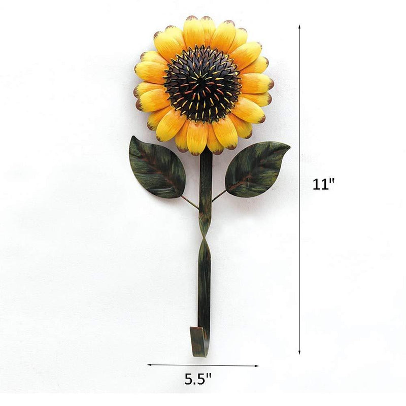 YK DECOR Decorative Metal Sunflower Hook for Hanging Coat Key Hat in Entryway Kitchen Office Garage Gift