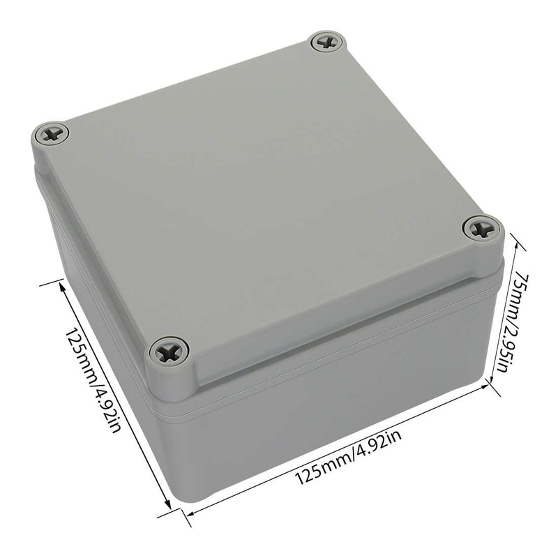 LeMotech Waterproof Dustproof IP67 Junction Box DIY Case Enclosure Gray 4.9 x 4.9 x 3 inch (125 x 125 x 75 mm) 4.9" x 4.9" x 3" Size S&M