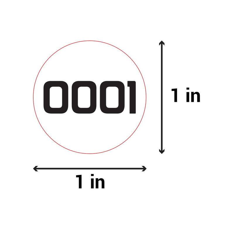 5 Rolls - Consecutive Number 0001 to 5000 Label Bundle for Inventory Counting Warehouse QC 1" Round White - 5000 Labels 5 Rolls White: 0001 to 5000