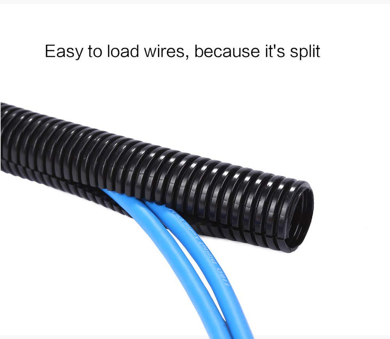 Alex Tech 25ft â€“ 1/4 inch Split Wire Loom Tubing Wire Conduit â€“ Black 1/4"-25ft