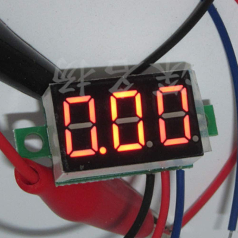 (5 Pack) JacobsParts DC 0-30V 3-Wire Voltmeter 3-Digit LED Display Panel Volt Meter Digital Voltage Tester (Red) Red