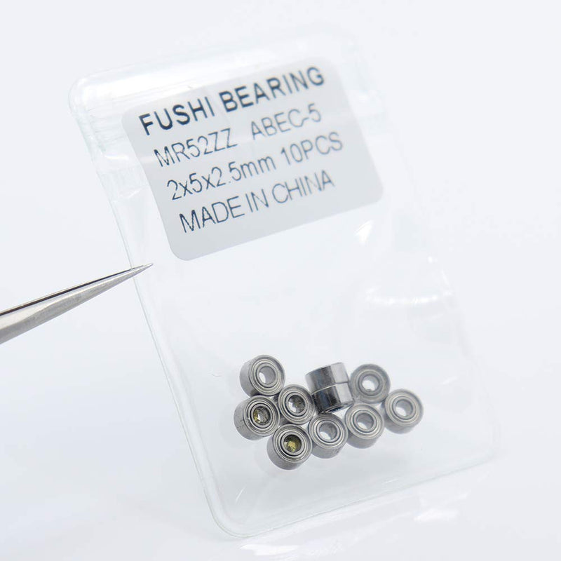 MR52 ZZ Bearing ABEC-5 (10PCS) 2x5x2.5 mm Miniature MR52ZZ Ball Bearings L-520ZZ W52 for Fidget Spinners, Micro Motor, Office Equipment