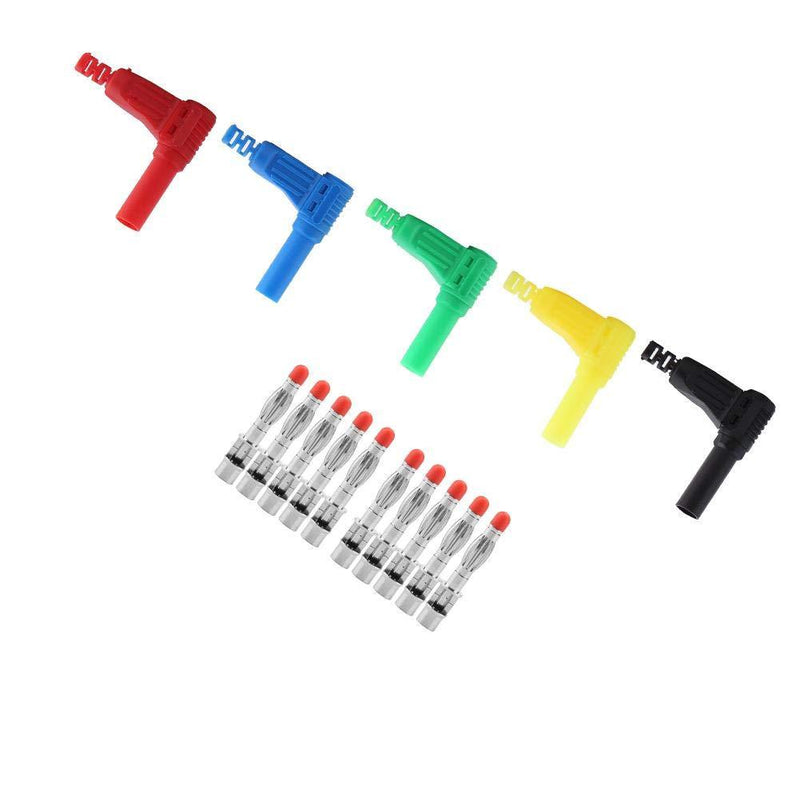 10pcs P3014 4mm Banana Plug Safety Seal Protection Shrouded 90 Degree Right Angle Banana Plug DIY Self-Assembly Solder Type