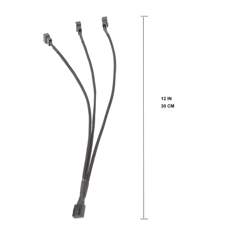yomgam 3 Way 4 Pin PWM Fan Splitter Cable,12 inch PC Fan Extension Cable, CA PWM Fan Extension Cable, for Computer ATX Case 4-Pin/3-Pin Cooling Fan Cable (2 Pack ） 2 Pack 3 Way