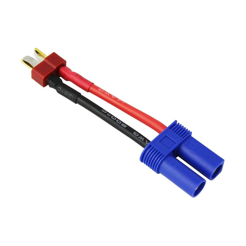 OliYin 3pcs Male Deans T-Plug to Female EC5 Losi Connector Adapter with 14awg 1.96inch Wire for Brushless LiPO Battery(Pack of 3)